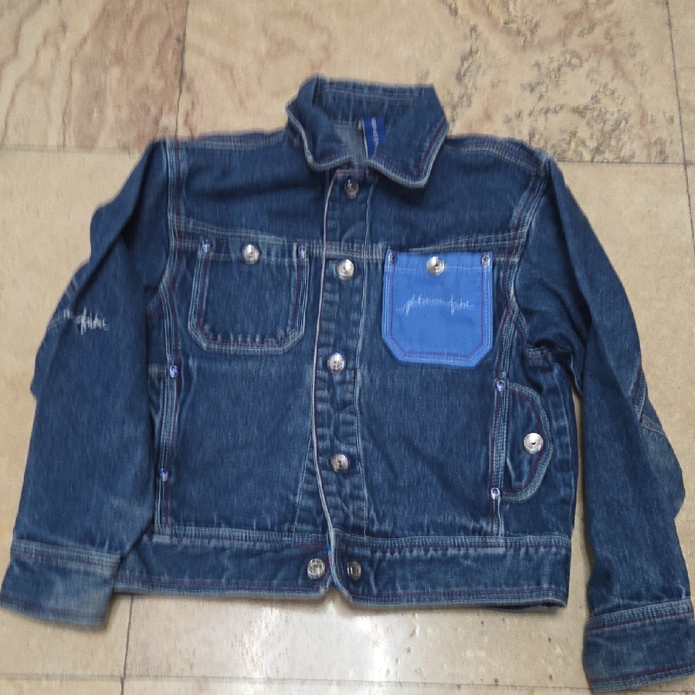 Kids Dark Blue Denim Jean Jacket with Light Blue Pocket 5 Years Old Kids.[0140]